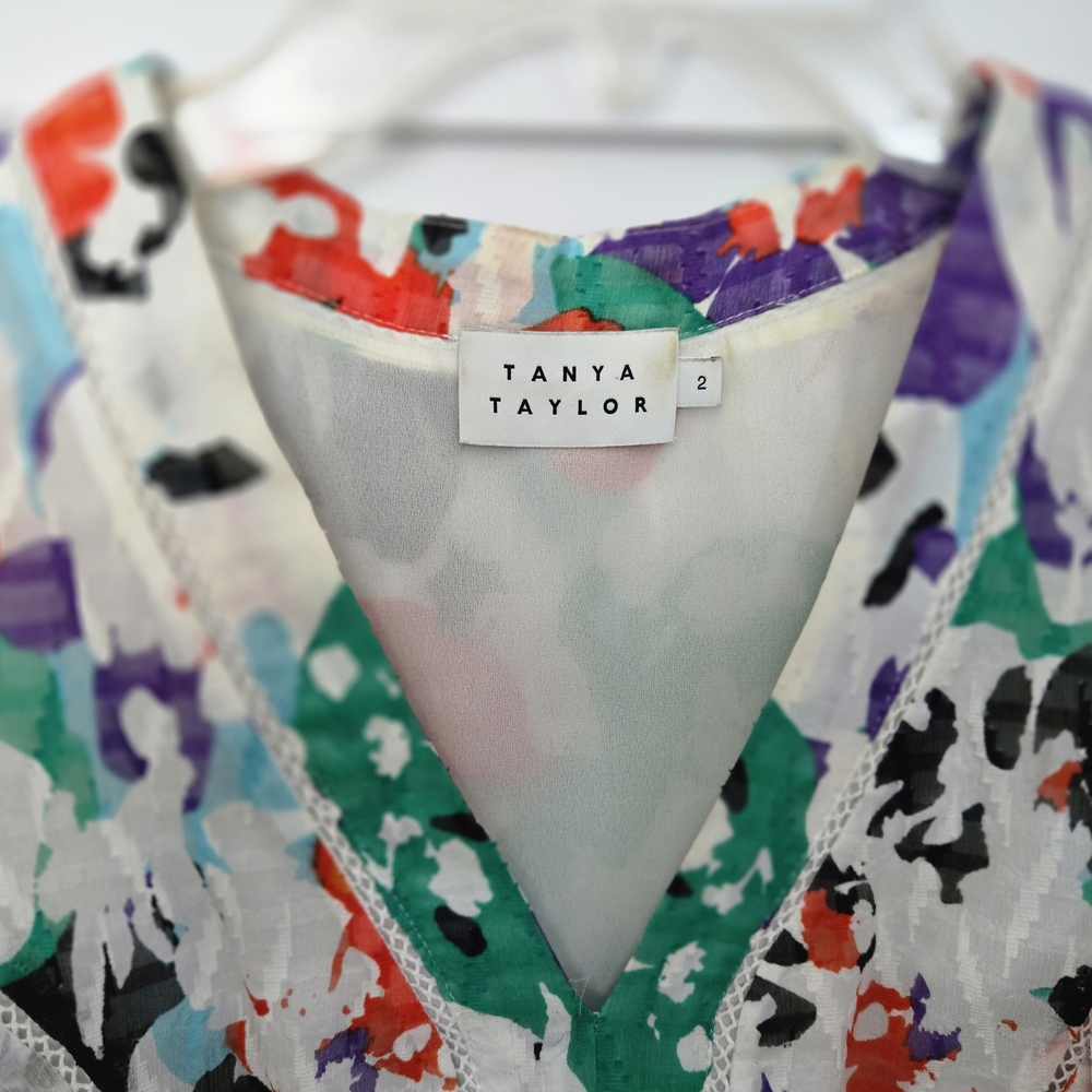 Tanya Taylor Coloful Floral Ruffle Dress Size 2 - Picture 4 of 16